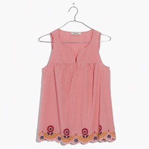 Madewell Embroidered Gingham Top